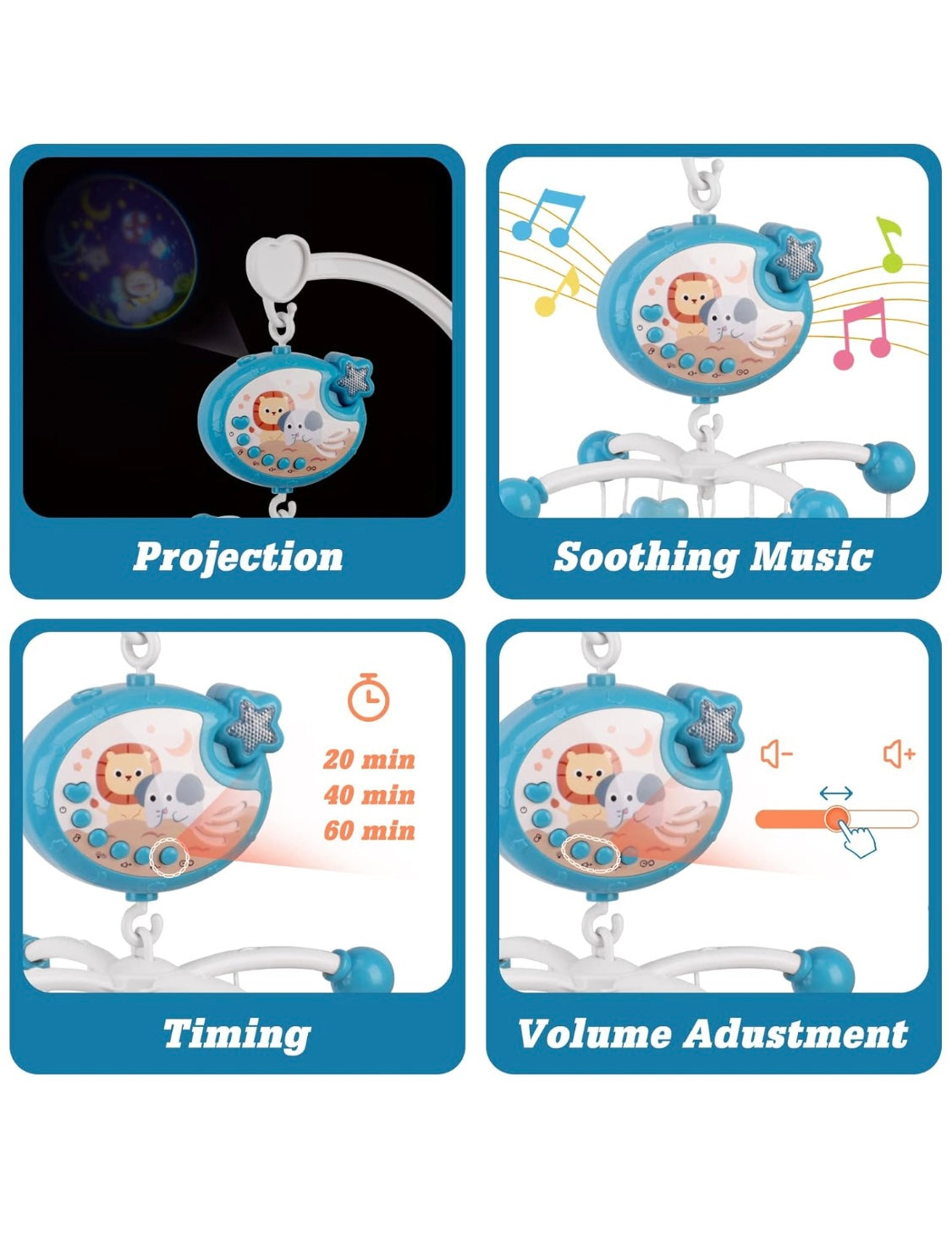 Musical Cot Mobile With Rattle Toys, Light & Projection | Bed Bell