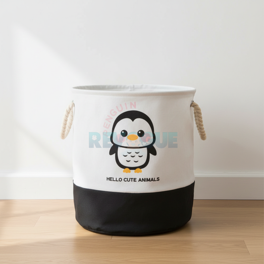 Foldable Kids Multi-Purpose Storage Basket with Rope Handles - For Toys, Laundry & Nursery Essentials - Laundry Basket