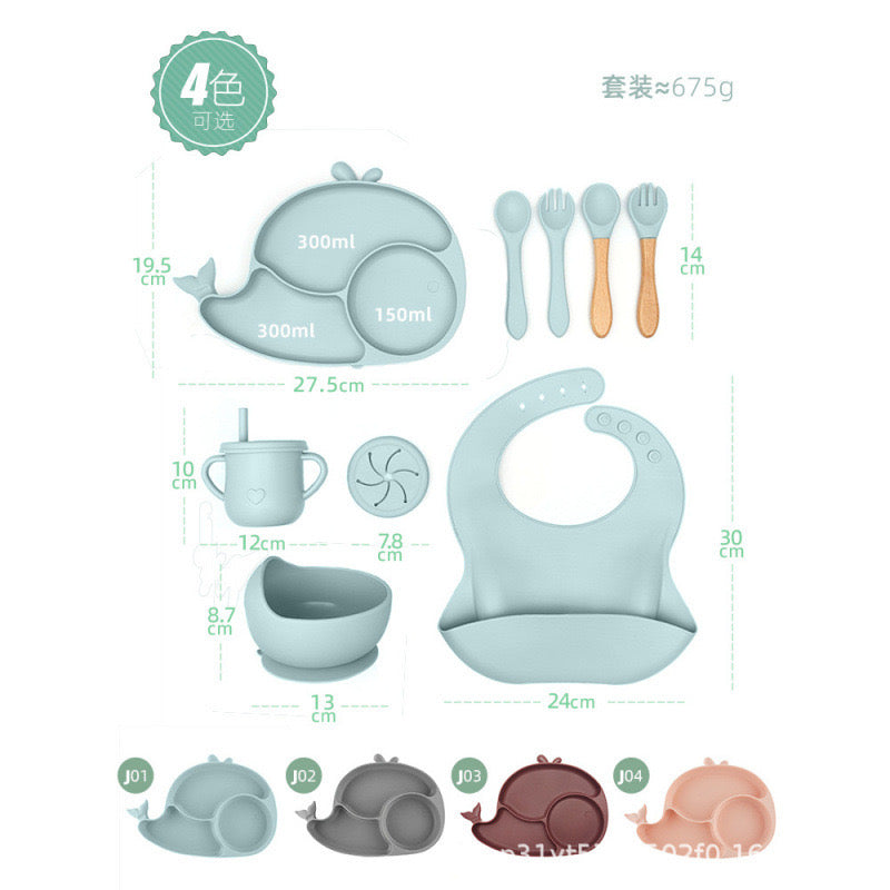 Silicone Baby Feeding Set BPA Free - 9 Pcs - Cutlery