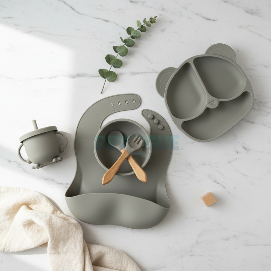 Silicone Baby Feeding Set BPA Free - 6 Pcs - Cutlery