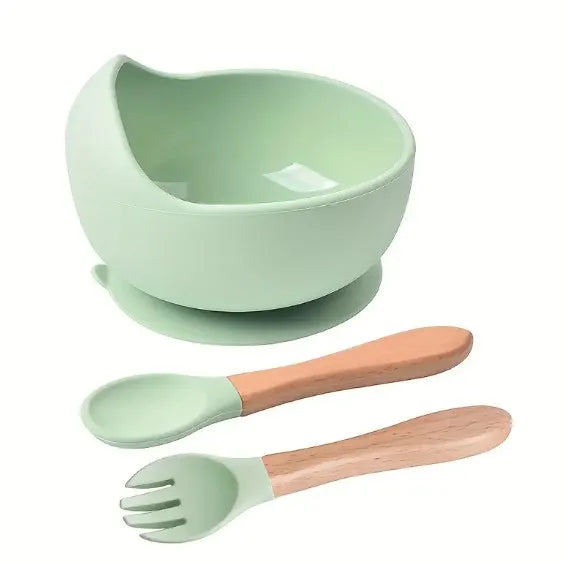 Silicone Suction Bowl with Spoon & Fork - Cutlery