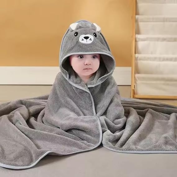 Baby Bath Towel with Hood - Orange - Bathing Essentials