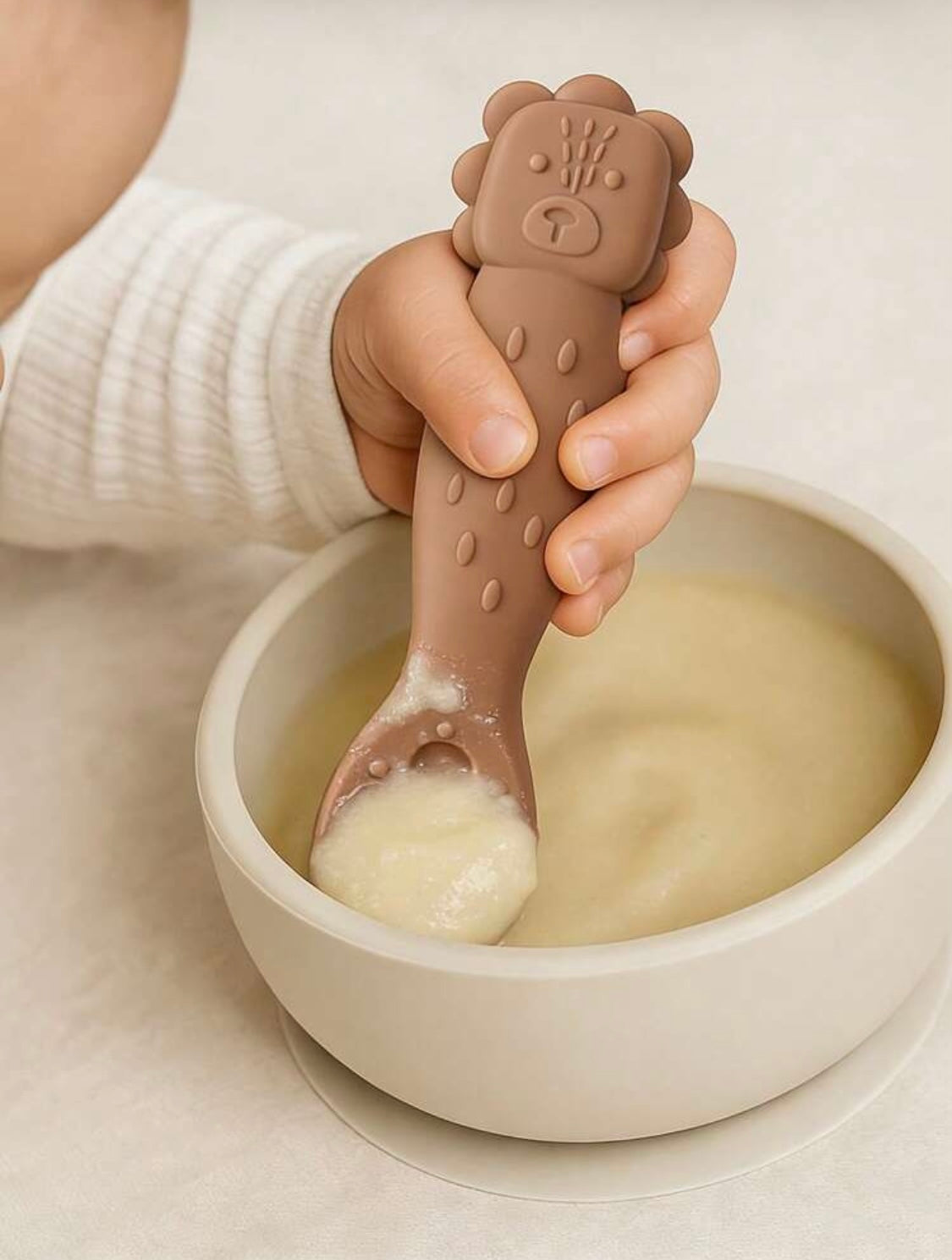 3pcs Baby Silicone Feeding Spoon Set, Infant Self-Feeding Stage 1 Spoons, Silicone Pre Spoon Toddler Tableware - Cutlery