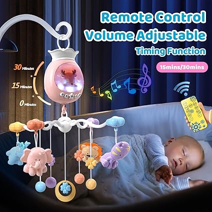Musical Cot Mobile With Remote | Baby Crib Mobile with Music and Lights - Play Gym/ Cot Mobile