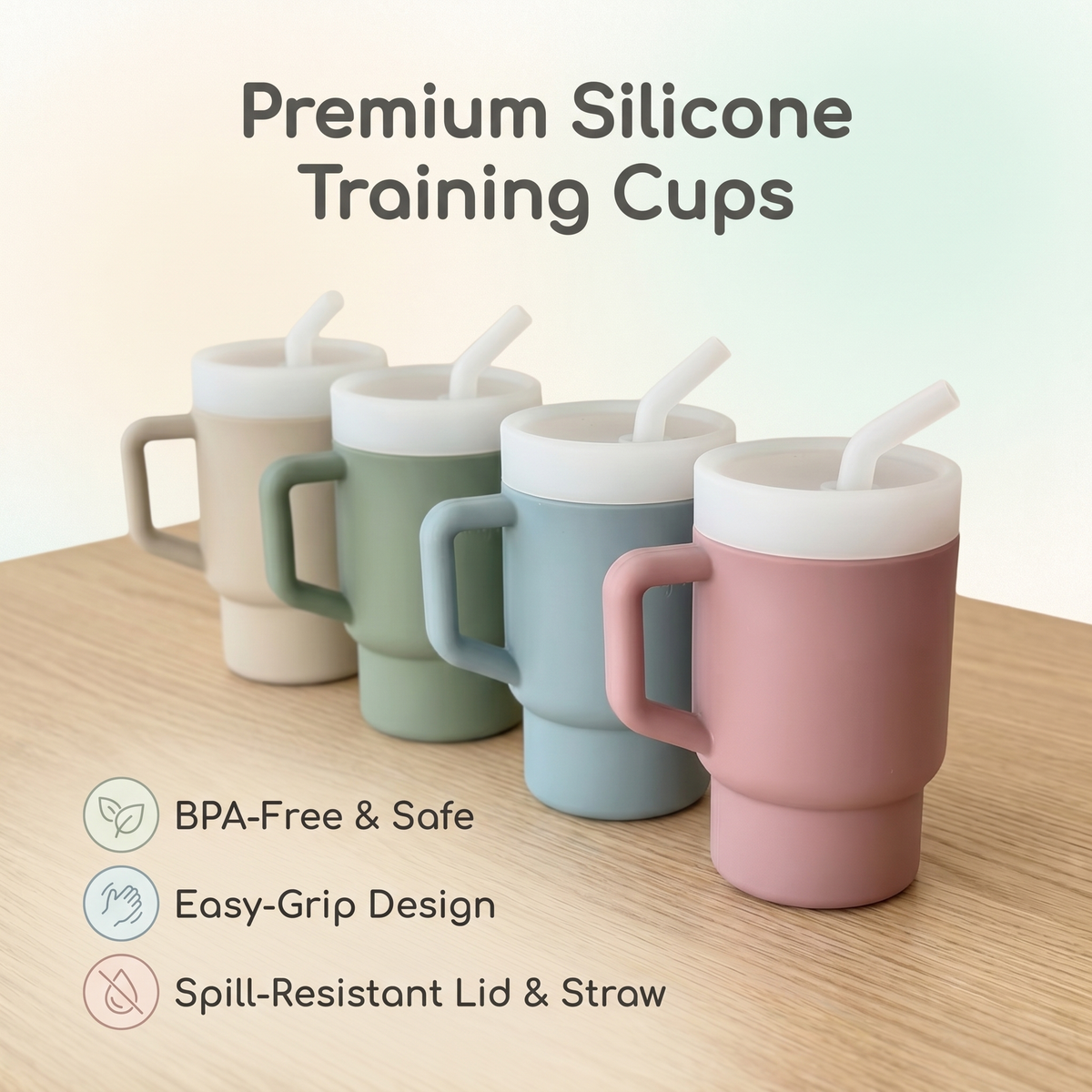 STANLEY STYLE SILICONE MINI TUMBLER WITH 2 STRAWS FOR CHILDREN OF ALL AGES 250ML LEAK PROOF BREAK RESISTANCE