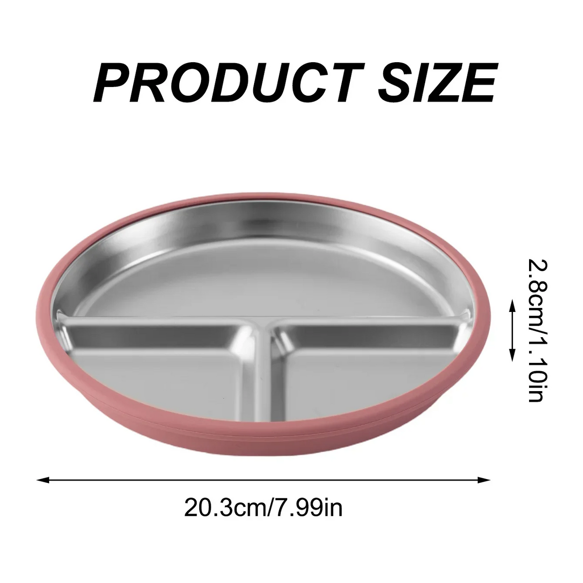 Stainless Steel Divided Plate with Detachable Silicone Suction Base