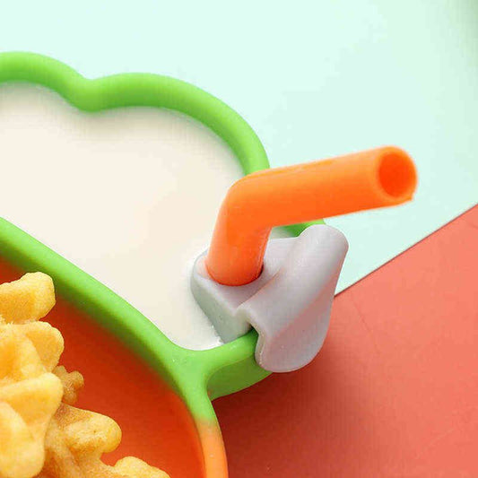 5 Pcs Cutlery Set Fork Plate Spoon Straw Brush - Cutlery