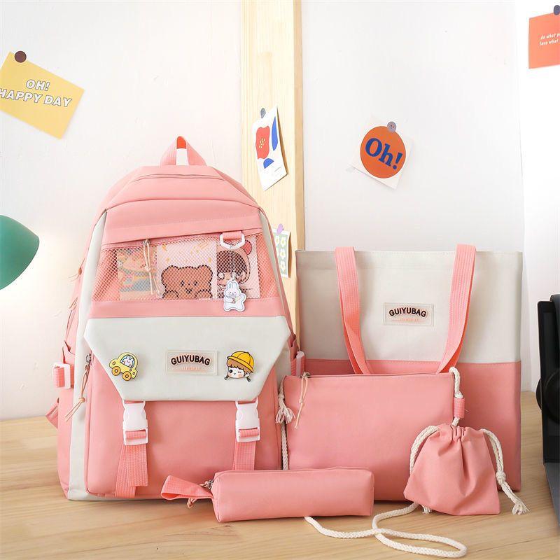 Multi pieces canvas girls Korean style trendy backpack -
