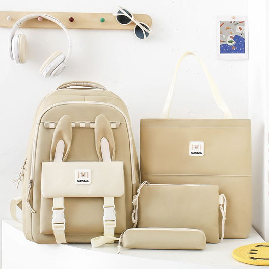Multi pieces Rabbit canvas 4pcs Korean style trendy backpack -