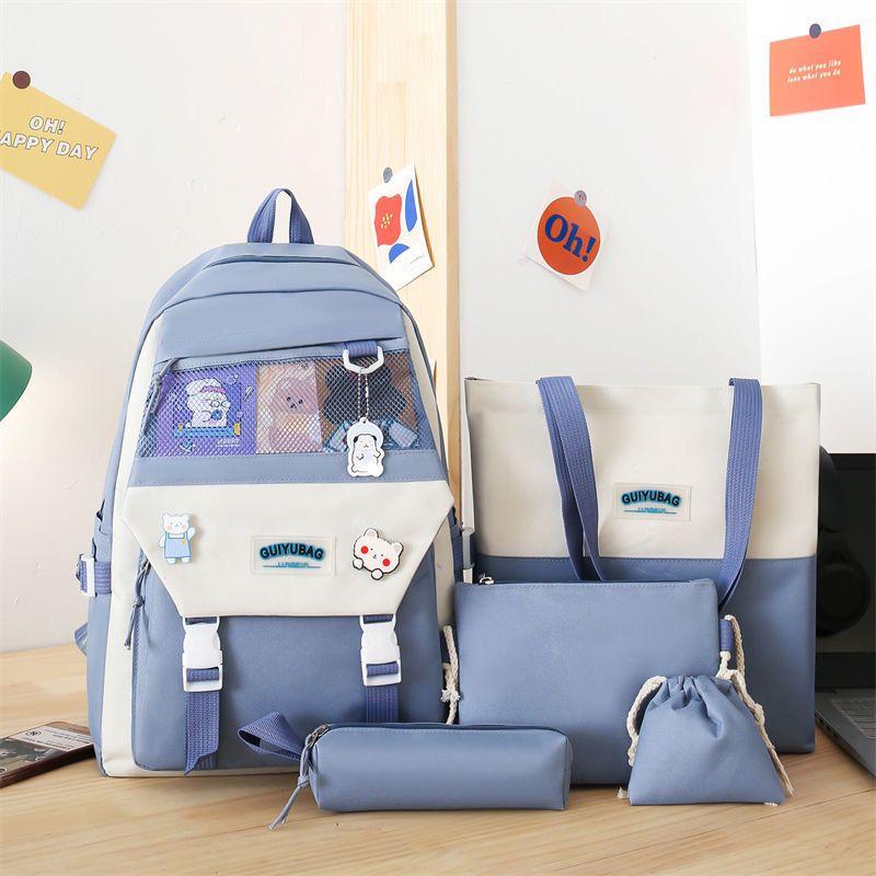 Multi pieces canvas girls Korean style trendy backpack -