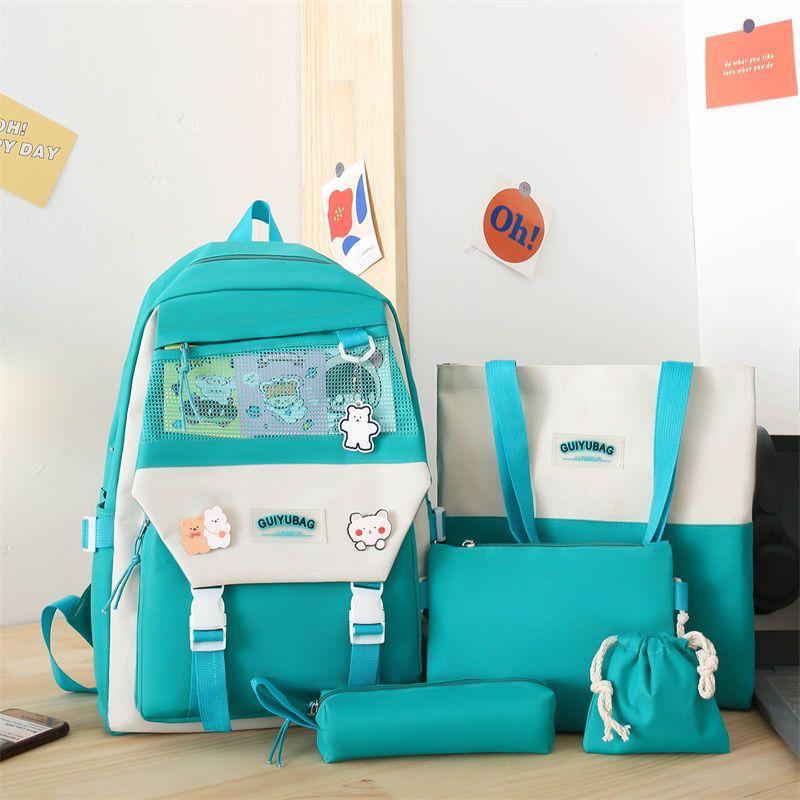 Multi pieces canvas girls Korean style trendy backpack -
