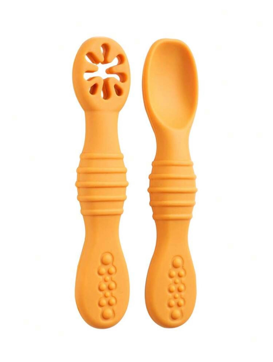 2 Pcs Silicone Pre Spoon & Fork Set |  Feeding Utensils, Food Spoon Self-feeding Set, Training Spoon, Soft Head Silicone Spoon, 100% Food Grade Silicone, BPA-free