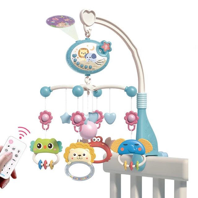 Musical Cot Mobile With Rattle Toys, Light & Projection | Bed Bell with Remote - Toddler Toys