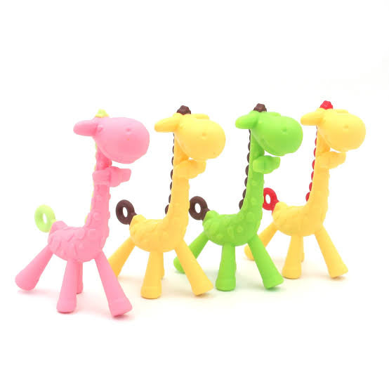 Silicone Giraffe Baby Teether Toy - Teether Soother & Pacifier