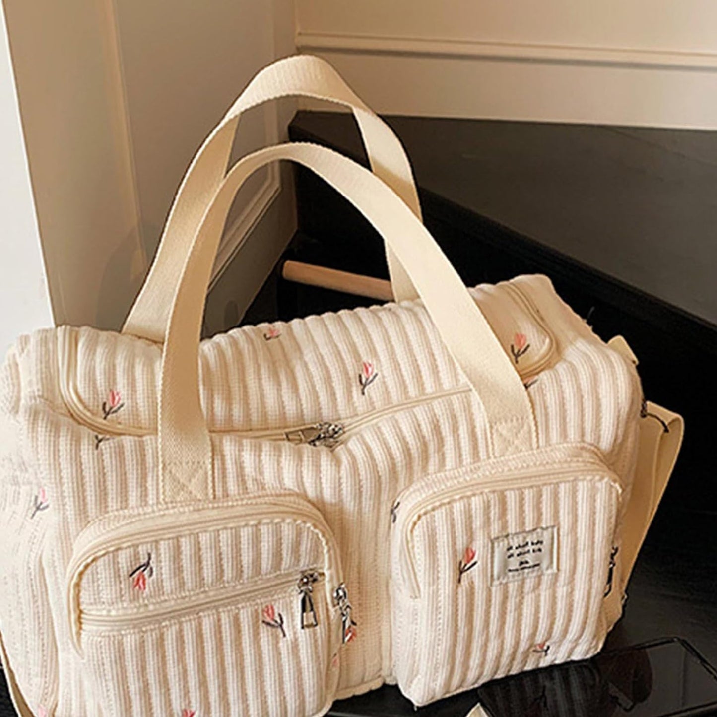 New Maternity Tote Bag - Diaper Mommy Maternity Bag - Flower Print Duffle Bag