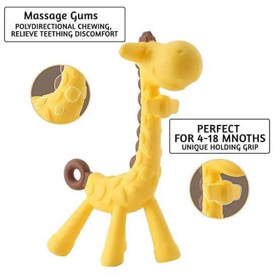 Silicone Giraffe Baby Teether Toy - Teether Soother & Pacifier