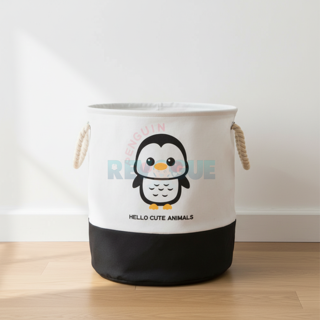 Foldable Kids Multi-Purpose Storage Basket with Rope Handles - For Toys, Laundry & Nursery Essentials