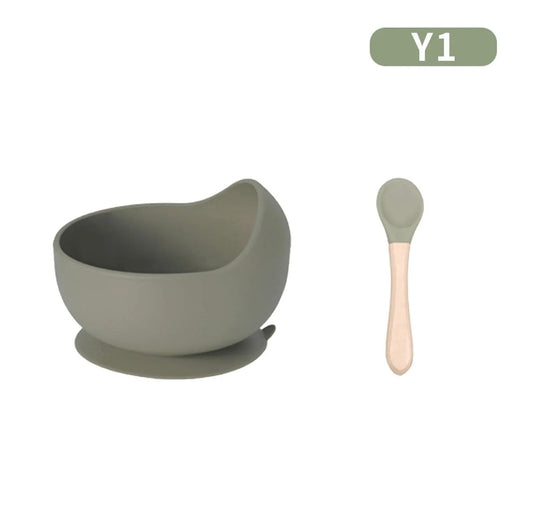 Silicone Bowl & Spoon - Army Green - Cutlery