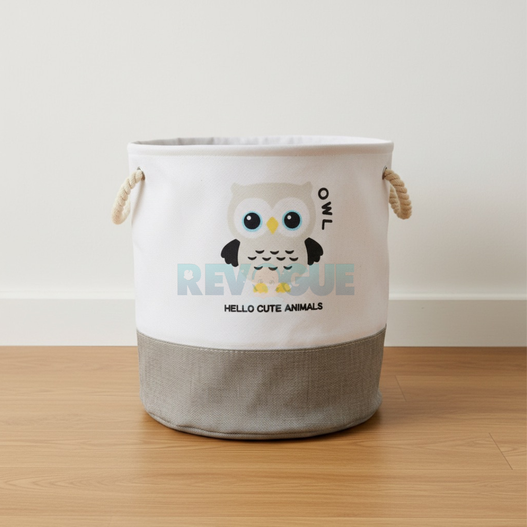 Foldable Kids Multi-Purpose Storage Basket with Rope Handles - For Toys, Laundry & Nursery Essentials - Laundry Basket