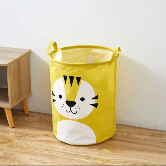 Cartoon Print Linen Hamper – Fun & Practical Storage Basket - Laundry Basket