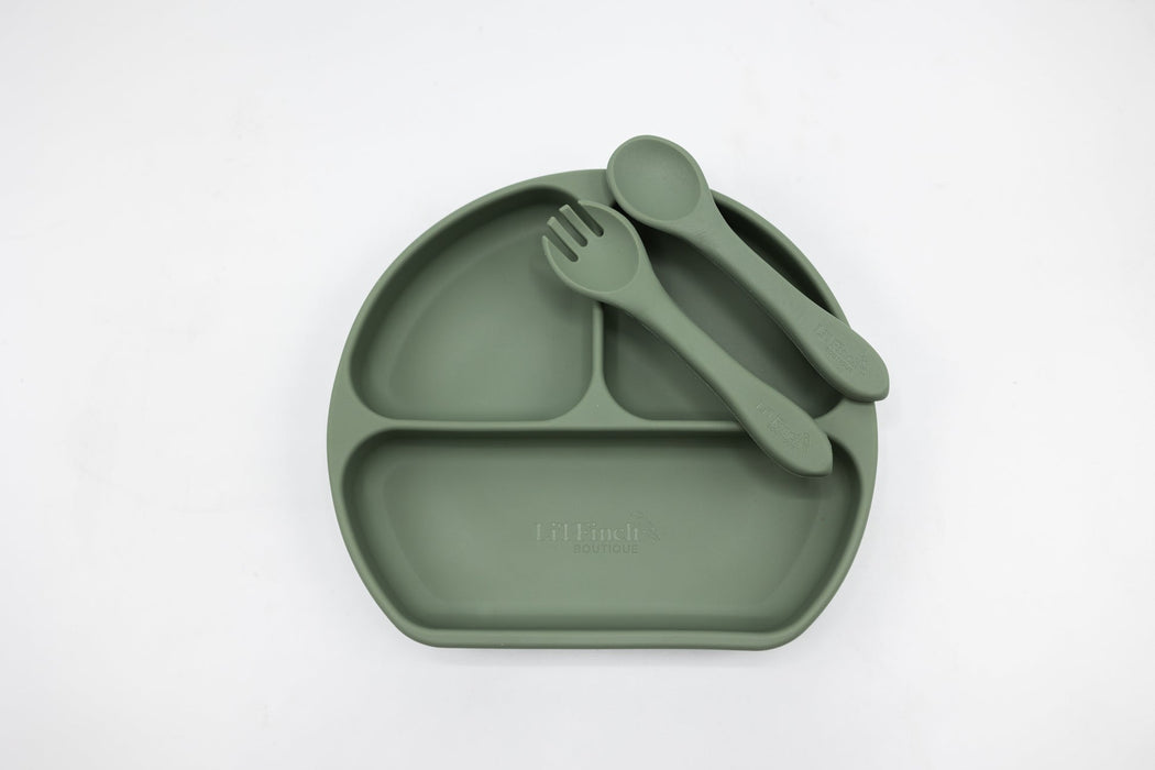 Silicone Suction Plate with Spoon & Fork BPA Free - Cutlery