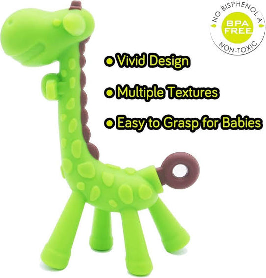 Silicone Giraffe Baby Teether Toy - Teether Soother & Pacifier