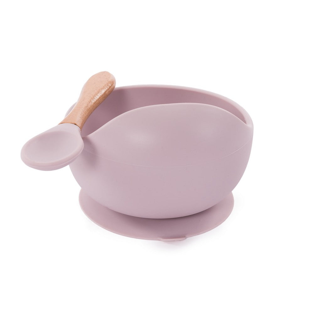 Silicone Bowl & Spoon - Light Pink - Cutlery