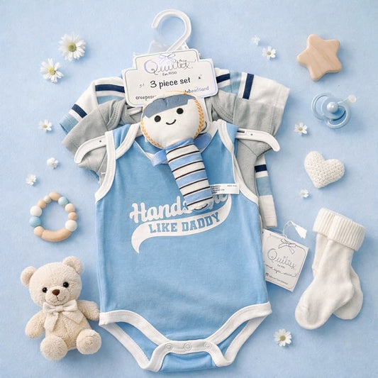 3 Pcs Bodysuit Set with Soft Toy - Apparel