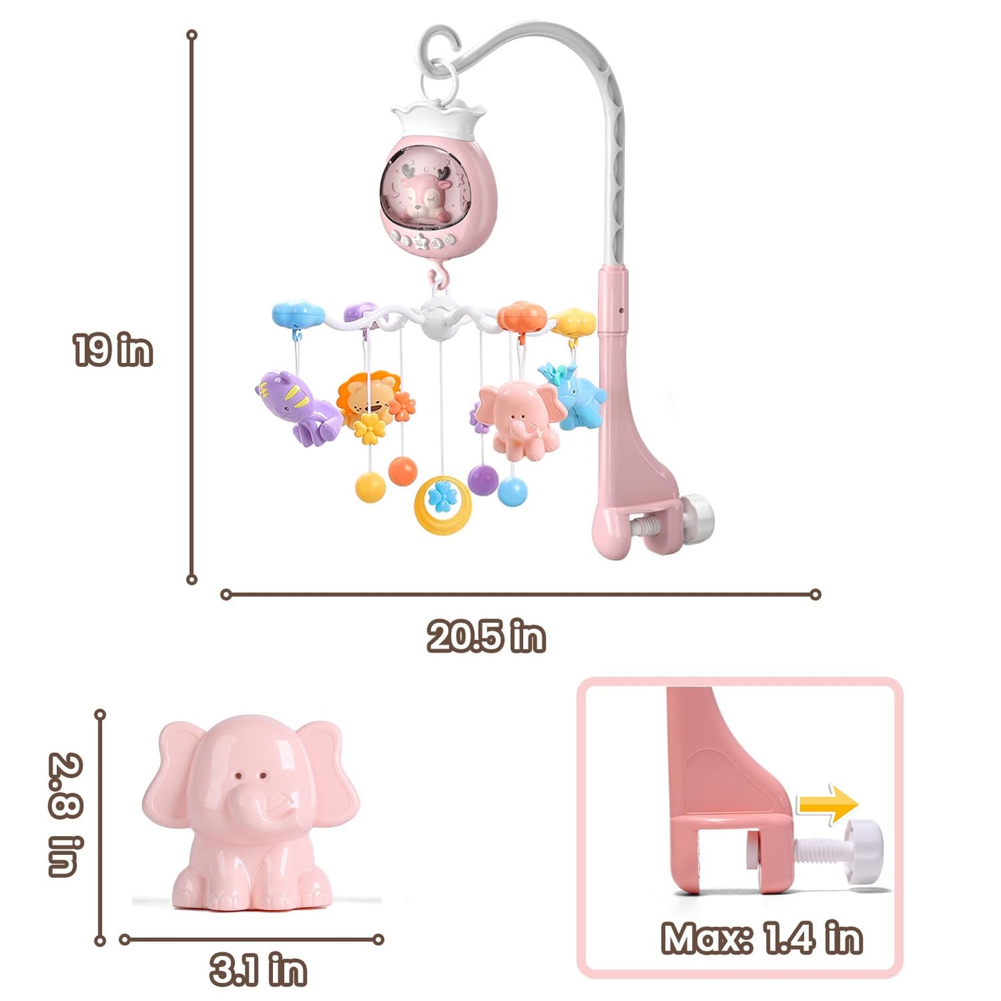 Musical Cot Mobile With Remote | Baby Crib Mobile with Music and Lights - Play Gym/ Cot Mobile