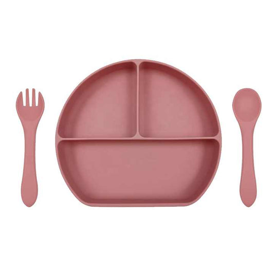 Silicone suction plate with  spoon & fork