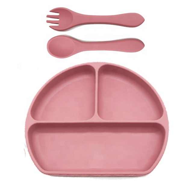 Silicone suction plate with  spoon & fork - Cutlery