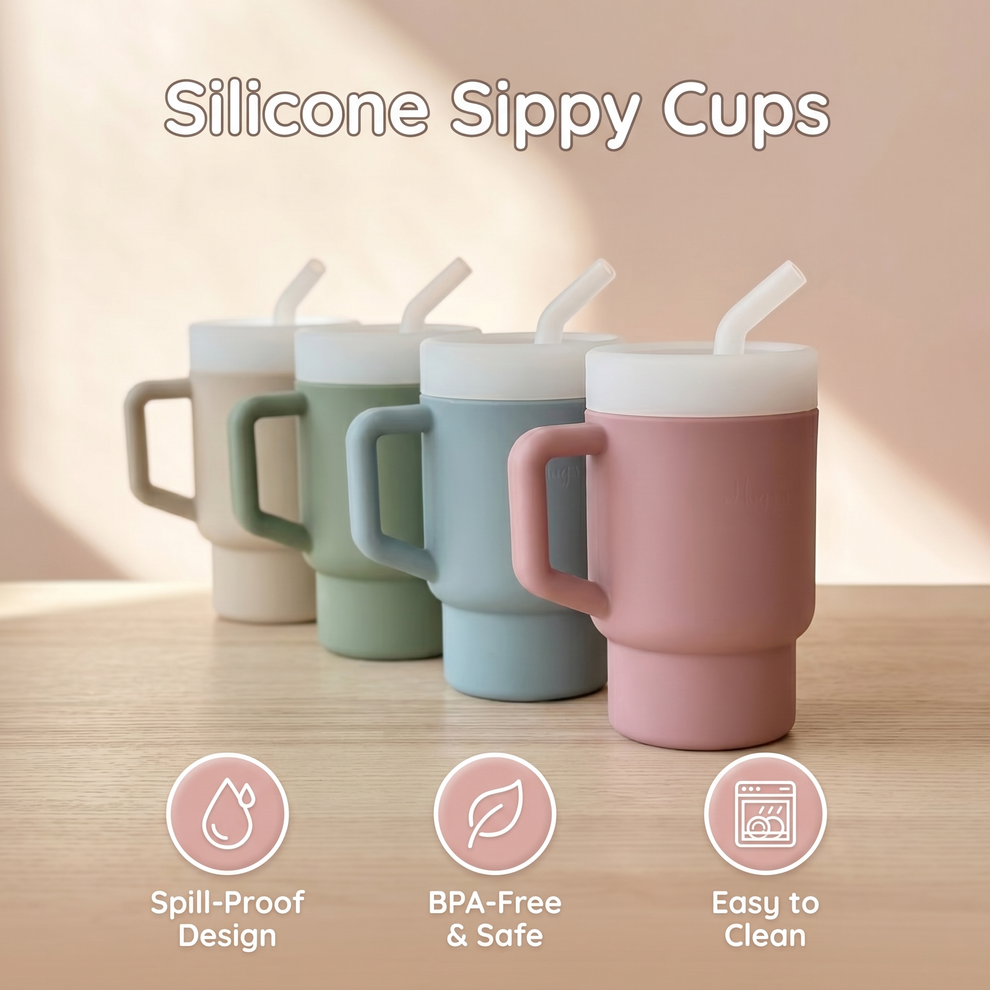 STANLEY STYLE SILICONE MINI TUMBLER WITH 2 STRAWS FOR CHILDREN OF ALL AGES 250ML LEAK PROOF BREAK RESISTANCE