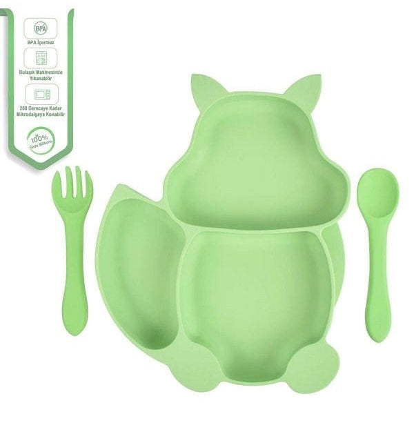 Silicone Suction Plate with Spoon & Fork