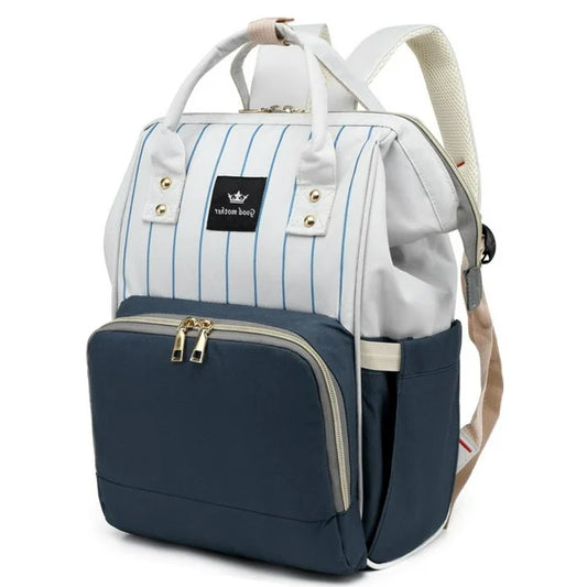 Blue lining diaper bag backpack - mother bag - baby bag