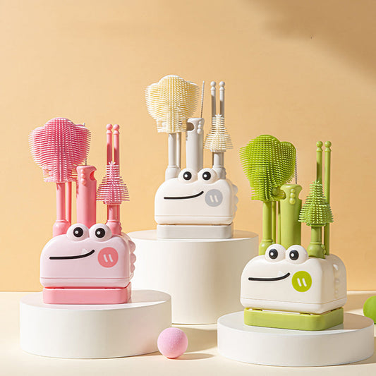 Portable Bottle Drying Rack & Brush Set