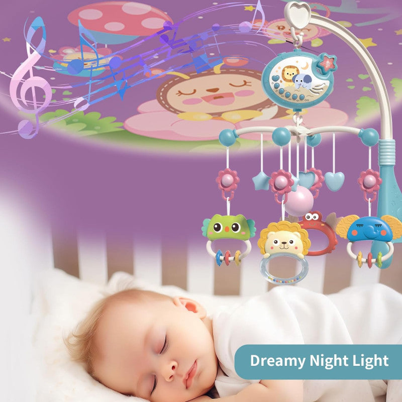 Musical Cot Mobile With Rattle Toys, Light & Projection | Bed Bell with Remote - Toddler Toys
