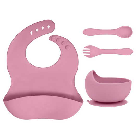 Silicone bowl set with bib and cutlery 100% bpa free