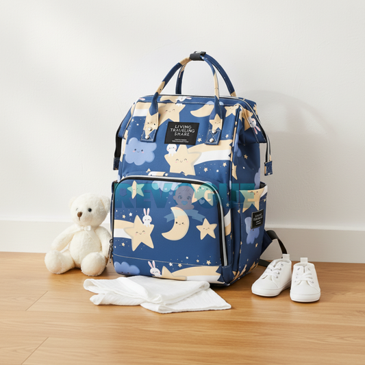 Star moon & bunny print cute diaper bag backpack