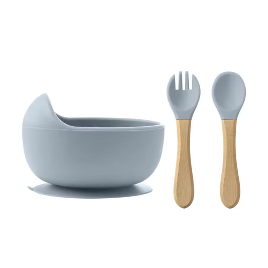 Silicone Suction  Bowl, Spoon & Fork - Cutlery