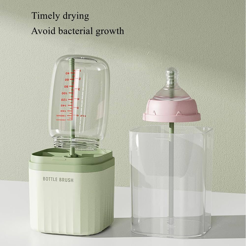 Silicone Baby Bottle Cup Brush Set with Storage Box Newborn Gift Milk Bottle Cleaning Brushes Suit Portable Detachable Cleaning 6 in 1 - Cutlery