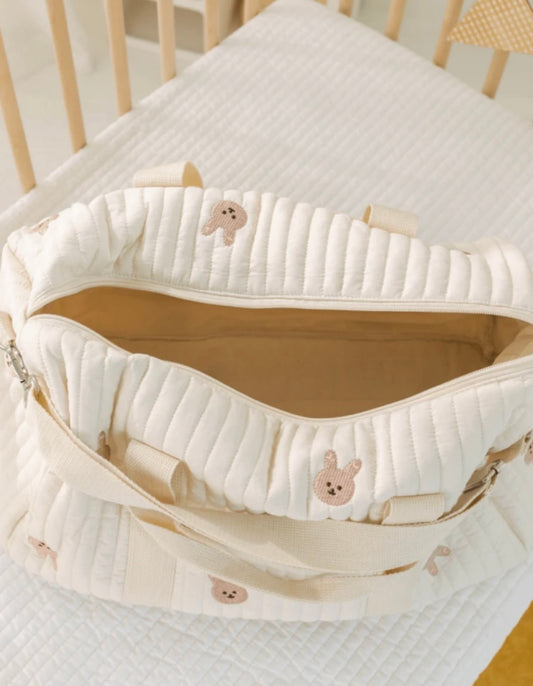 New Maternity Tote Bag - Diaper Mommy Maternity Duffle Bag Bunny & Bear Print - Diaper & Mother Bags