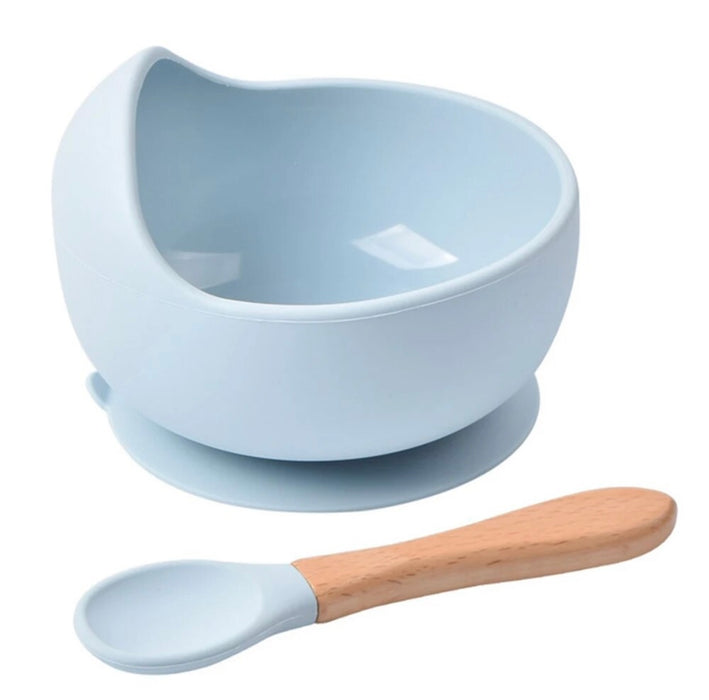 Silicone Bowl & Spoon - Blue - Cutlery