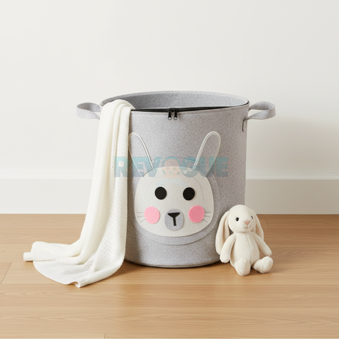 Kids Toy Storage & Laundry Felt Basket - Durable and spacious toy storage container with a cover