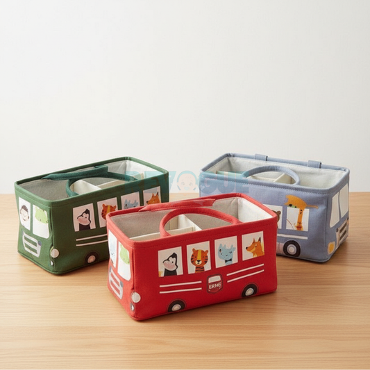 Baby Diaper Caddy Organizer  with Lid – Essential Bag For Nursery - Red Color