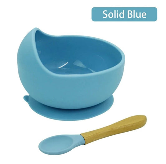 Silicone Bowl & Spoon - Blue - Cutlery