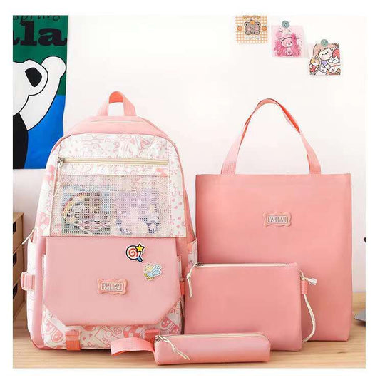 Multi pieces canvas girls Korean style trendy backpack - 