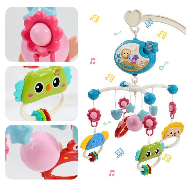 Musical Cot Mobile With Rattle Toys, Light & Projection | Bed Bell with Remote - Toddler Toys