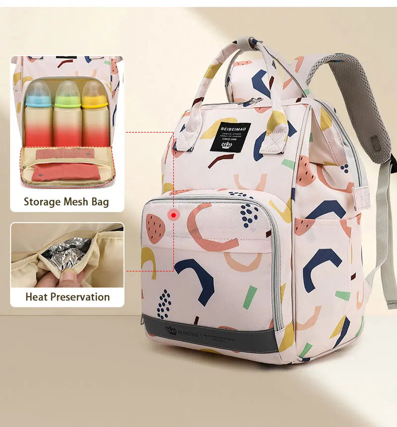 Diaper Bag Backpack (with USB Port, Stroller Hanger & Trolley Belt) - Diaper & Mother Bags