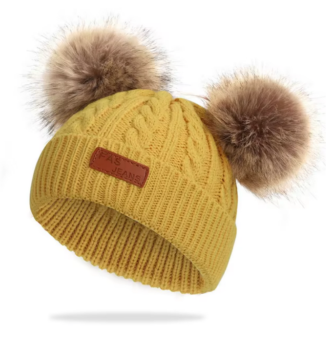 Double Wool Pompom Baby Hat - Apparel