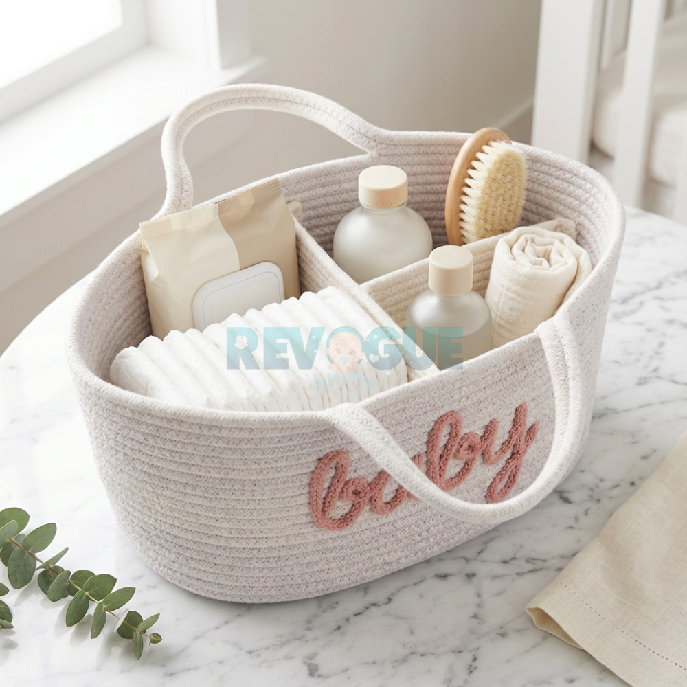 Multipurpose Cotton Rope Diaper Caddy Organizer  Essential Bag For Nursery